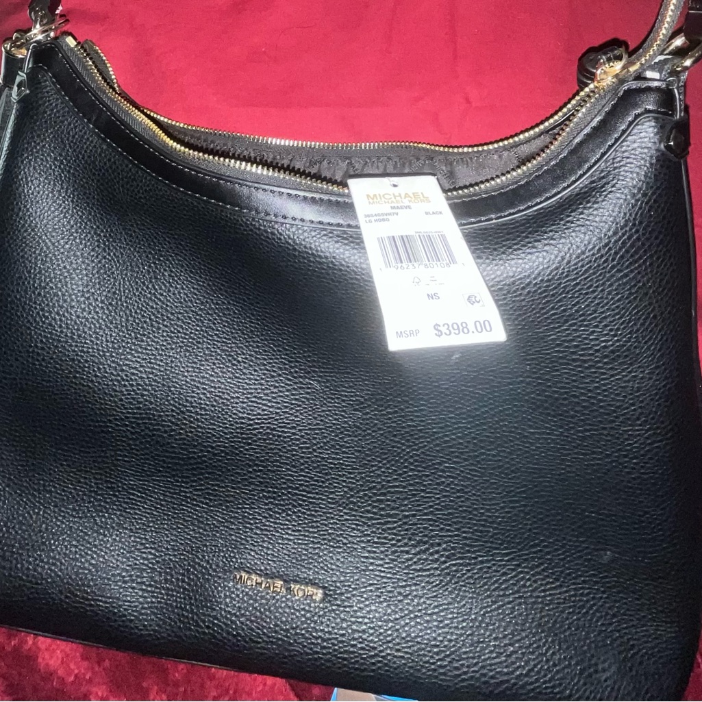 Michael Kors Black Pebbled Leather Hobo Bag Newish With Tags